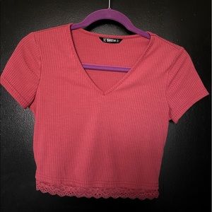 SHEIN Lace Detail Cropped Tee